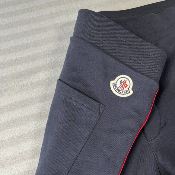 Moncler Pants Mens 2XL Navy Blue Tricolor Stripe Athletic Jogger Pantalone XXL - Picture 8 of 13